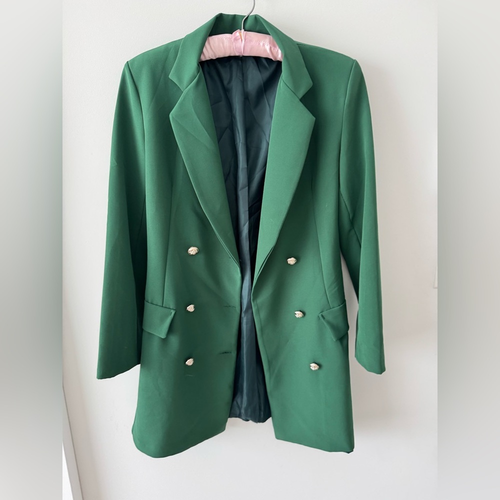 Green Double-Breasted Blazer